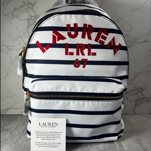 Lauren Ralph Lauren Handbags - LAUREN Ralph Lauren NEW Soft Nylon Clarkson 27 Medium Backpack Navy Blue